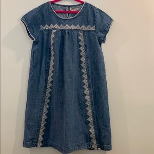 Girls Lucky Brand Denim Lace-Trim Dress